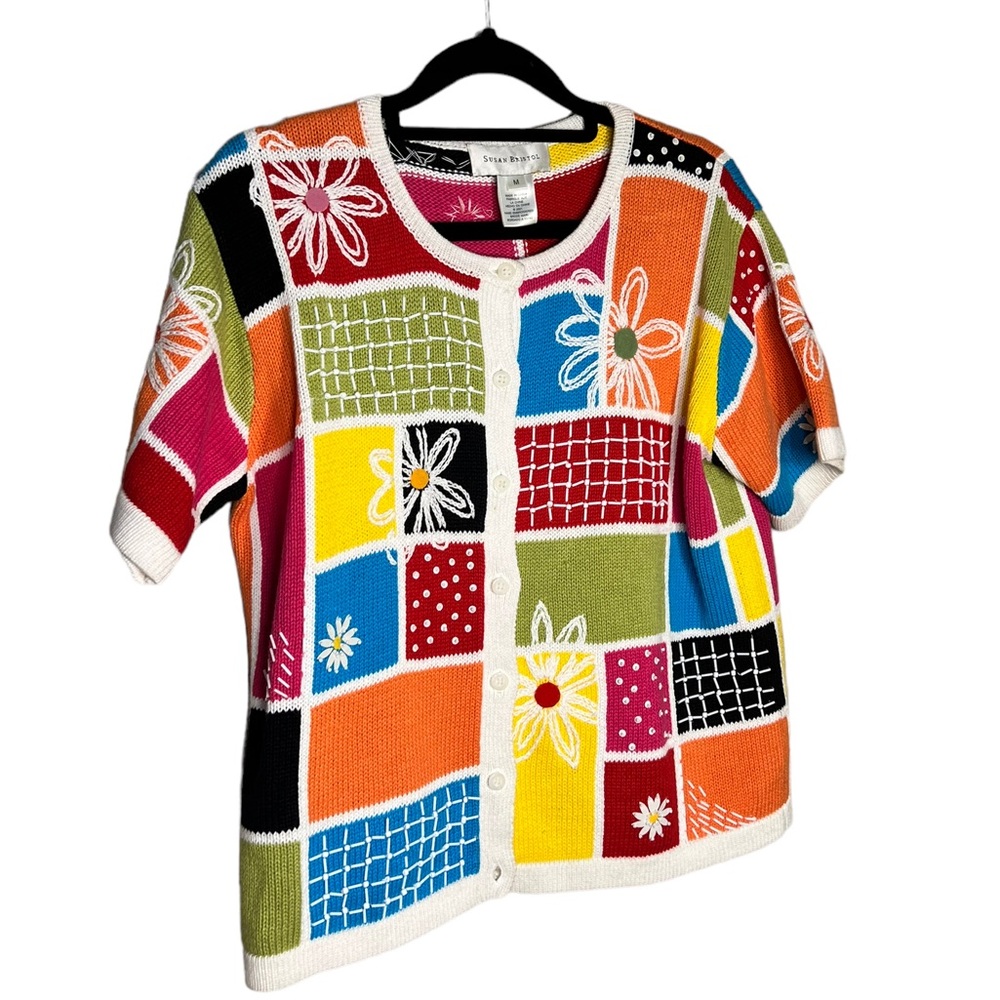 Vintage Susan Bristol Color Block Knit Cardigan